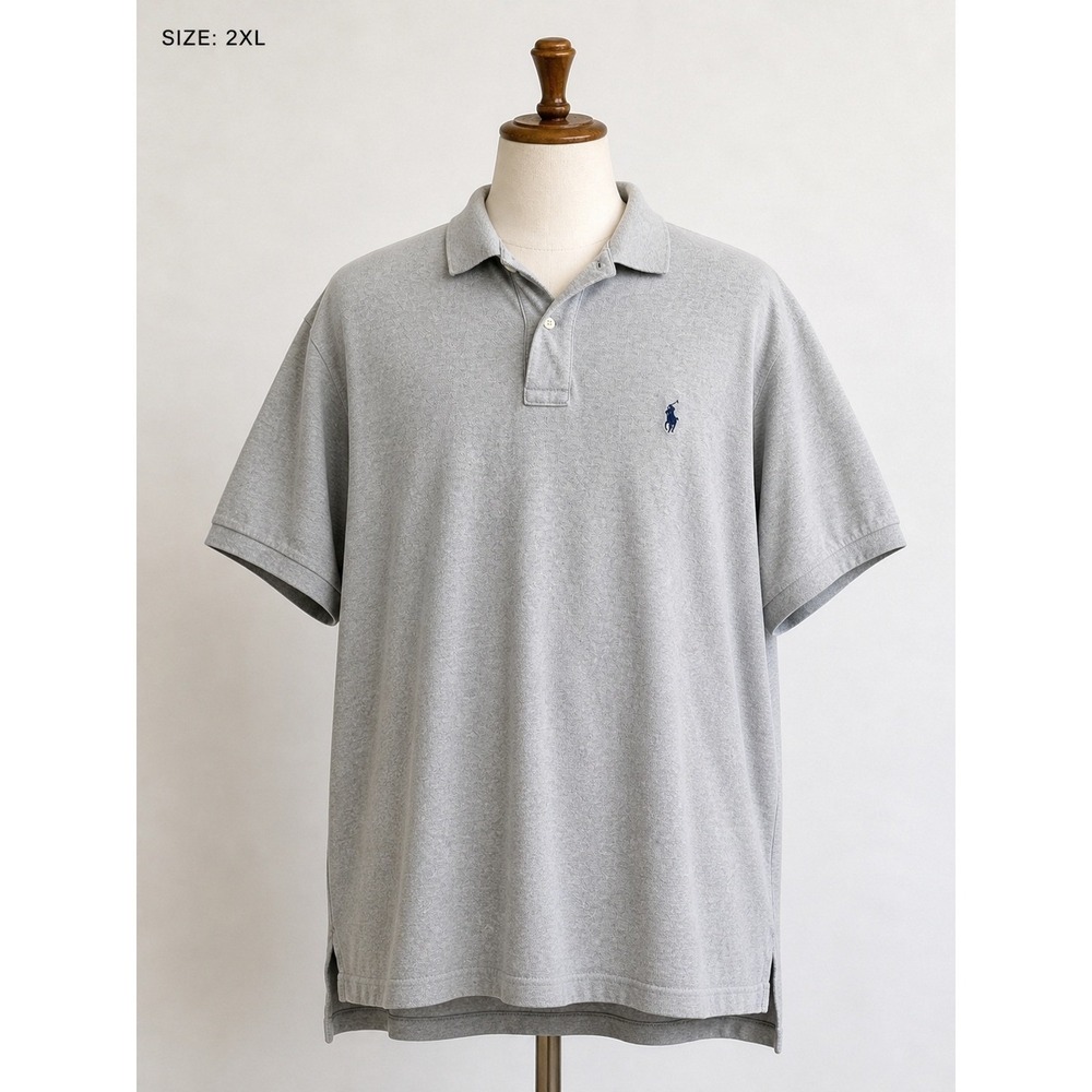 Vintage Polo By Ralph Lauren Men's 2XLT Short Sleeve Gray Grey Cotton Polo Shirt
